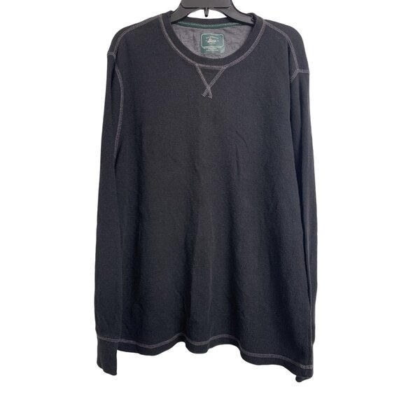 G. H. Bass Waffle Knit Thermal Henley Size XXL Black - Picture 1 of 9